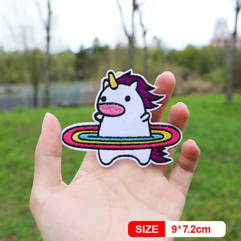 

Cute Cartoon Unicorn Embroidered Patches For Clothes Applique On Clothing Stripe Iron-on Sticker Fashion COOL Decor Washable