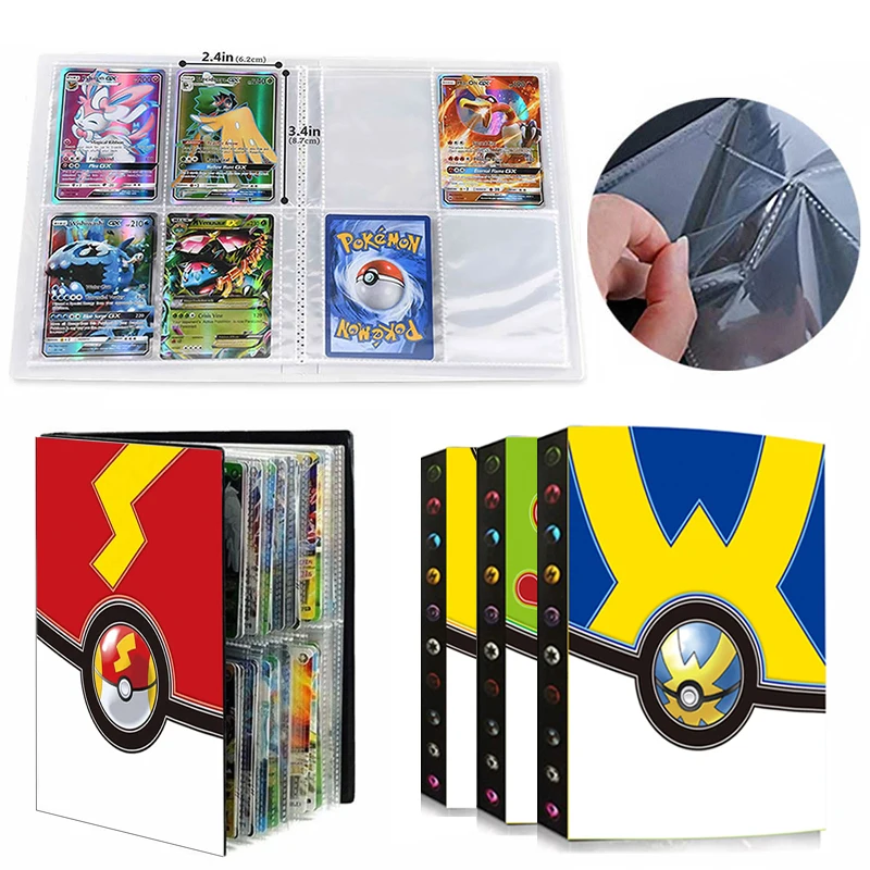 240Pcs Pokemon Card Holder Poket Anime Game 4 Pocket Collection Monster Map Storage Cards Album Book Kids Toys Christmas Gifts |