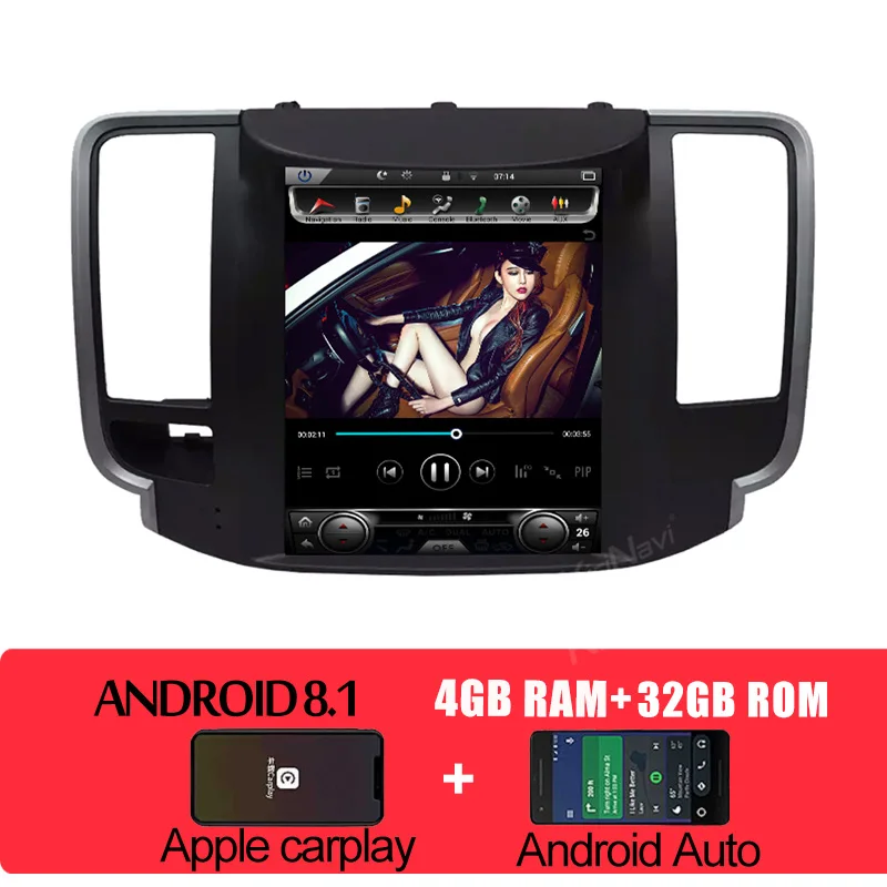 Android Car Radio KiriNavi вертикальный экран Tesla стиль 10," Android 8,1 Автомагнитола для Nissan Teana автомобильный Dvd Мультимедиа gps навигация 4G 2008-2012 - Цвет: Android Car Radio
