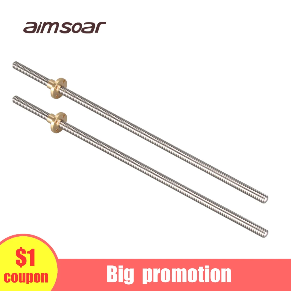 

t8 lead screw 100mm 150mm 3d printer parts od 8mm pitch 2mm stainless steel with brass nut