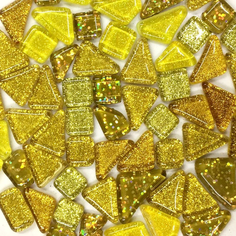 120g Square Shape Glass Glitter Mosaic Tile Mixed Color Brick Glass for Mosaic Making DIY Children Puzzle Craft Art 2X2cm