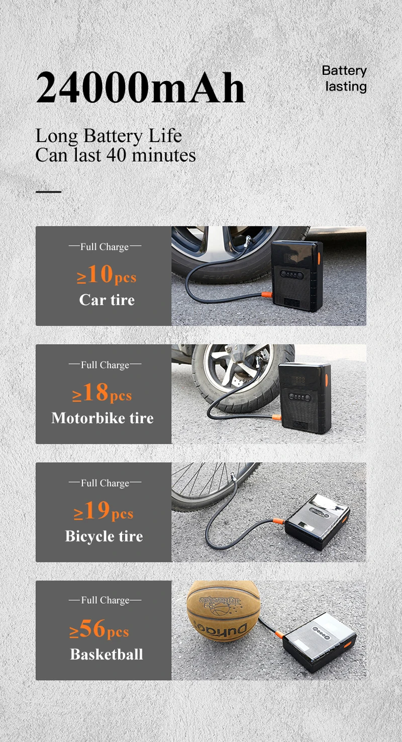 4 In 1 Car Jump Starter Pump Air Compressor 24000mAh 2000A Power Bank Car Battery Booster Charger Tire Inflator Starting Device car jumper