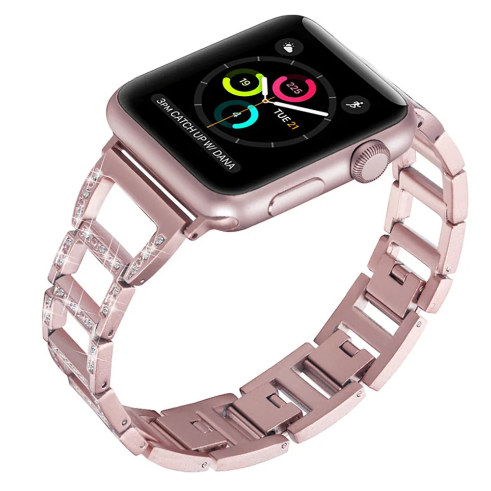 Женские часы со стразами ремешок для наручных часов Apple Watch версии браслет Series 5 4 3