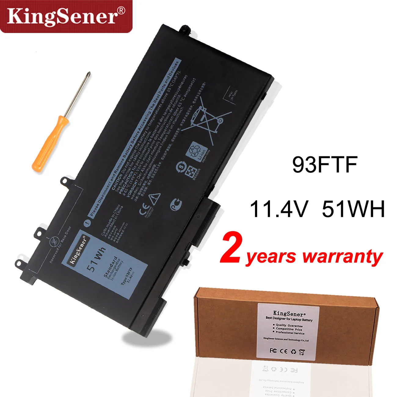 Bateria para Dell Latitude 5280 5480 5580 E5280 E5480 E5580 E5290 E5490 E5590 Laptops 83xpc Série Kingsener-93ftf 11.4v 51wh