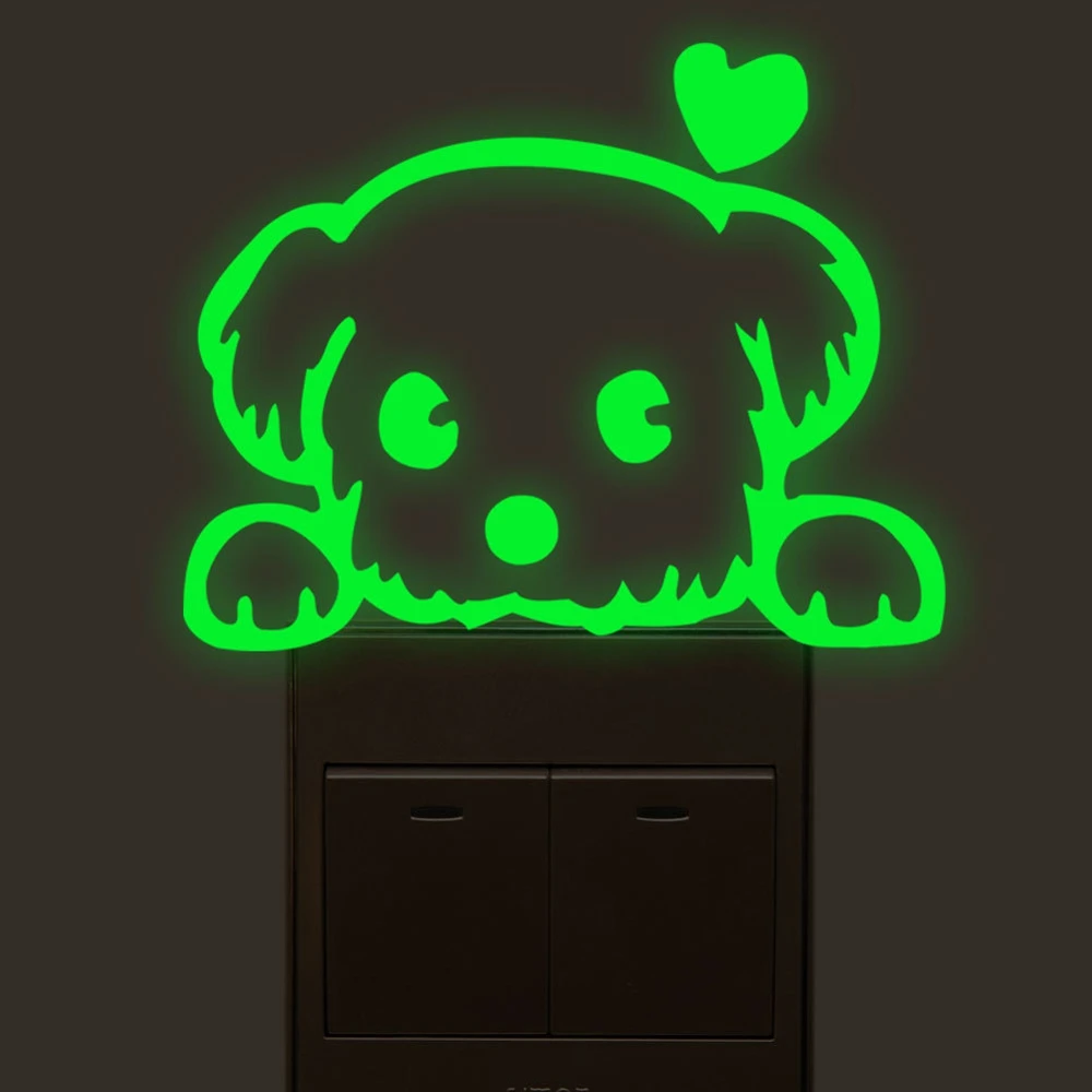 

NEWKBO Love Dog Luminous Light Switch PVC Wall Sticker Toilet Stickers Solid Color Decorative Wall Stickers