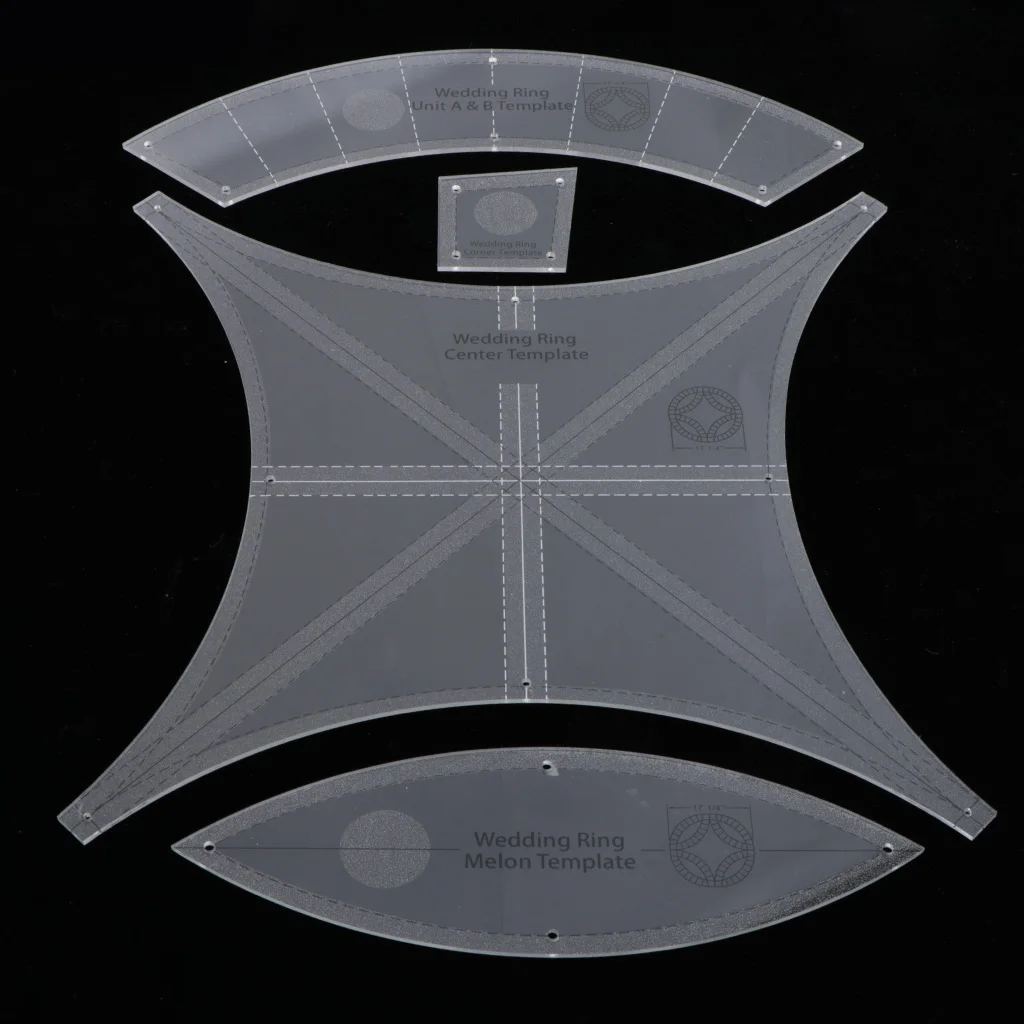 Multi-function Double Wedding Ring Template Sewing Patchwork Quilting Ruler
