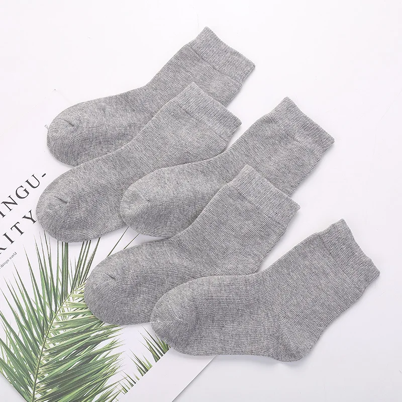 style1-grey 5 пар/лот для маленьких мальчиков и девочек из чистого белого цвета носки для новорожденных, детей, черные хлопковые белые удобные и свободные штаны для детей ясельного возраста, носки для детей, мягкие - Цвет: style1-grey