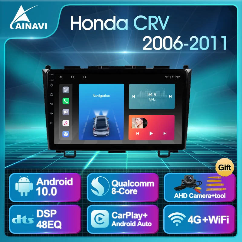 Автомобильный радиоприемник Android 10 0 AI Voice 6 + 128G QLED для Honda CRV 2006-2011 автомобильный