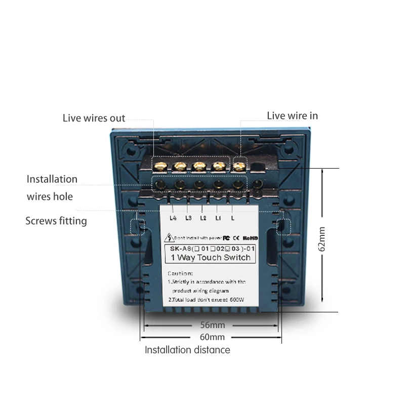 4 Gang Дистанционное 110 V-250 V Wallpad закаленное Стекло Touch 4 Gang RF433 UK пульт дистанционного Управление Беспроводной дистанционный переключатель с Управление;