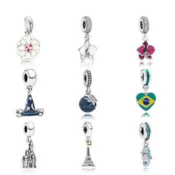 

NEW 100% 925 Sterling Silver Flower type pendant charm Magic Hat Bead Collocation Bracelet DIY bracelet Factory wholesale