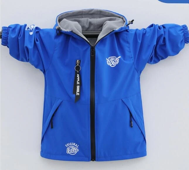 Детская зимняя куртка для мальчиков; утепленная бархатная теплая Повседневная куртка; Двусторонняя одежда для походов; хлопковая одежда с капюшоном; От 5 до 15 лет - Цвет: Синий
