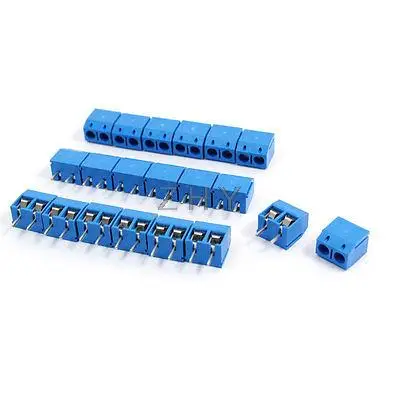 

20 Pcs 301-2P 5mm Pitch 2 Pin AC 300V 10A Blue Screw Terminal Blocks Connector