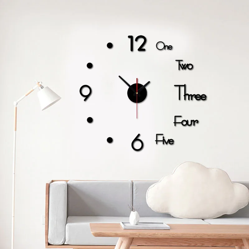 Modern DIY Large Wall Clock 3D Mirror Surface Sticker Home Decor Art Design New 
