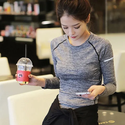 

Autumn & Winter Long Sleeve Yoga Clothes Athletic T-shirt Aerobics Gym Exercise Running Tops Quick-Dry Large Size Loose-Fit Wome