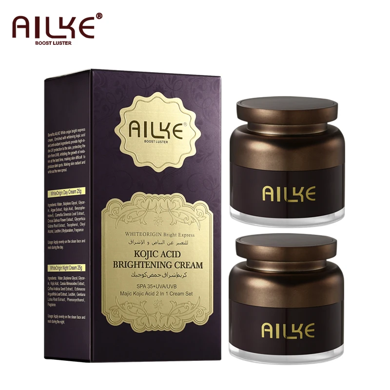 AILKE Remove Dark Spots Freckle Whitening Face Care Creams Sets Kojic Acid Spf Uva & Uvb Sunscreen Facial Skin Moisturizer 4pcs damaged screw extractor set easily remove stripped or damaged screws double ended stripped removers hand tool sets