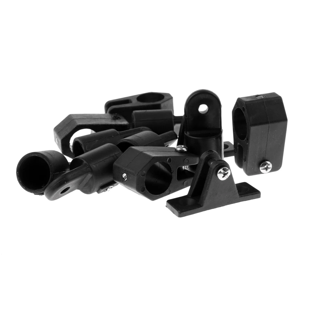1 Set of 12pcs Black Nylon Boat Bimini Top Fittings - 7/8''Eye End & 7/8'' Jaw Slide & Deck Hinge