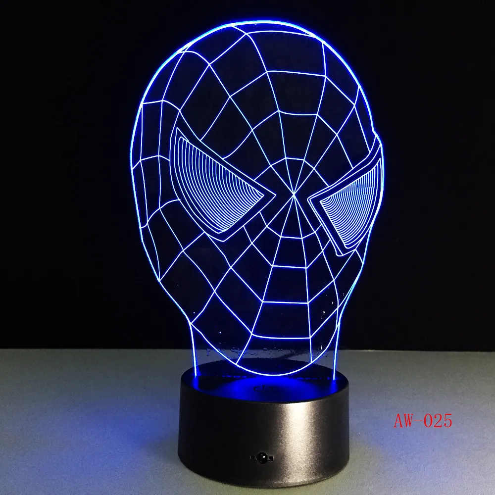 Человек-паук 3D настольная лампа красочные стерео Акриловые 3D ночник сенсорный светильник для вечерние светильники Декор свет GX-025