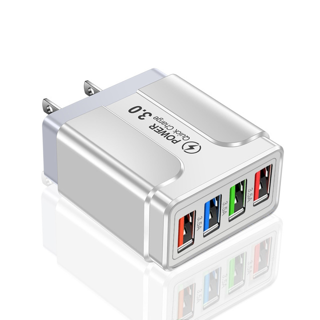 Universal quick charge charger 3.0 mobile phone wall fast charging For Iphone12 Xiaomi 4 ports tablet charger usb charger