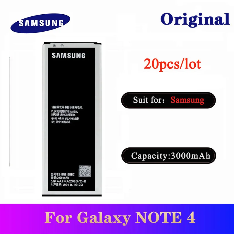 20pcs/lot Battery EB-BN916BBC For Samsung Galaxy Note 4 N9100 N9106W N9108V N9109V Original Phone Replacement bateria 3000mAh | Мобильные