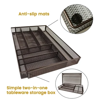 

6 Compartments Rustproof Non Silp Utensil Tray Expandable Home Restaurant Cutlery Kitchen Drawer Organizer Divider