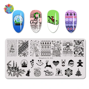 

SHOPANTS 6*12 Rectangle New Year Nail Art Stamping Plate Christmas Nail Stamping Template