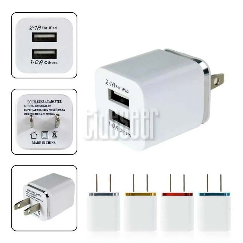 US $840.43 5V 21A1A Double USB AC Travel US Wall Charger Plug Dual 2 Port Home Power Adapter For IPhone HTC Samsung Smart Phone 1000pcs