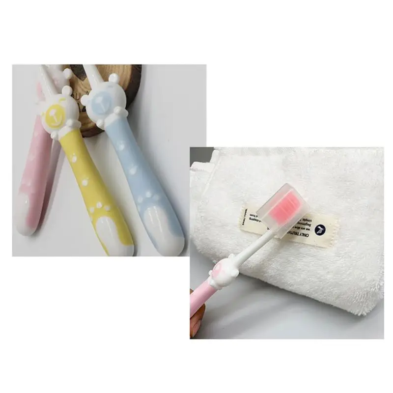 Escova de Dentes dos Desenhos Animados do Urso de Silicone Lidar com Manual de Limpeza de Cerdas Escova de Dentes Crianças Macias Oral Care Ferramentas Cor Aleatória 5 Pçs - Set 4 Silicone Lidar Com Manual de Limpeza de