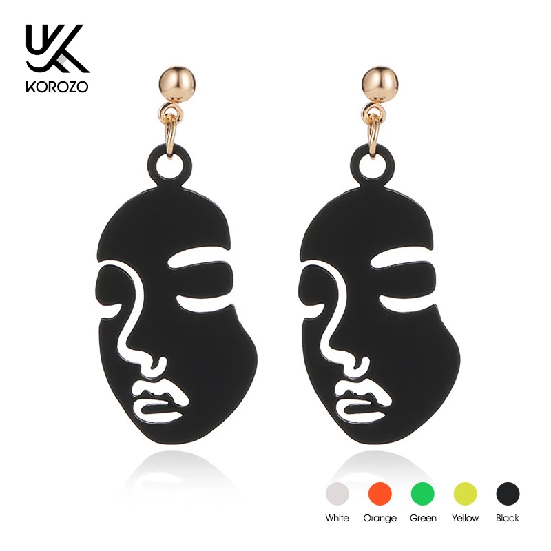 Punk Human Face Drop Earrings for Women Retro Trend Abstract Art Hollow out Statement Hand Metal Fashion Dangle Earring Jewelry | Украшения