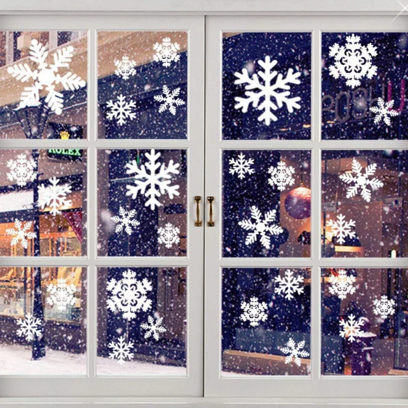 

152PCS Christmas Snowflake Window Sticker Static Decal Wall Sticker Winter Kids DIY Room Christmas Decorations for Home Supplies