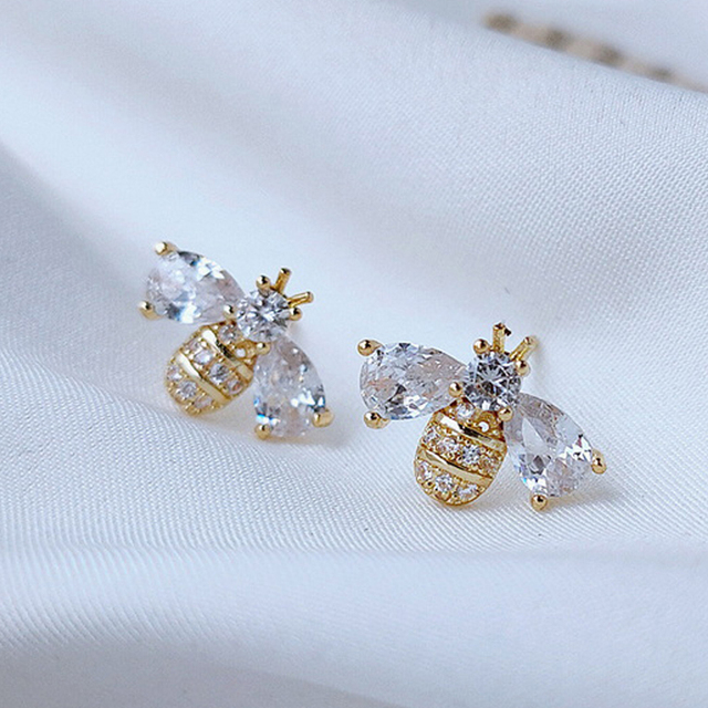 Korea Sweet Cute Flower Crystal Temperament Geometric Shiny Zircon Earrings Statement Earrings for Women Girl Pendientes