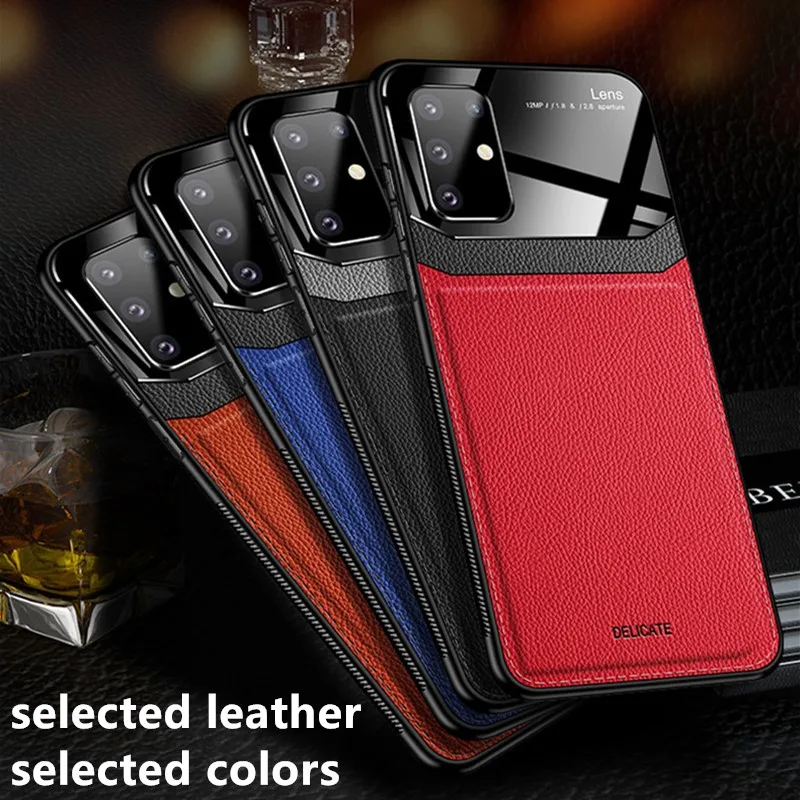 Luxury Leather Case For Samsung Note 10 Lite A91 M80S Mirror Glass Camera Lens Protective Cover Galaxy A81 M60S S10 | Мобильные