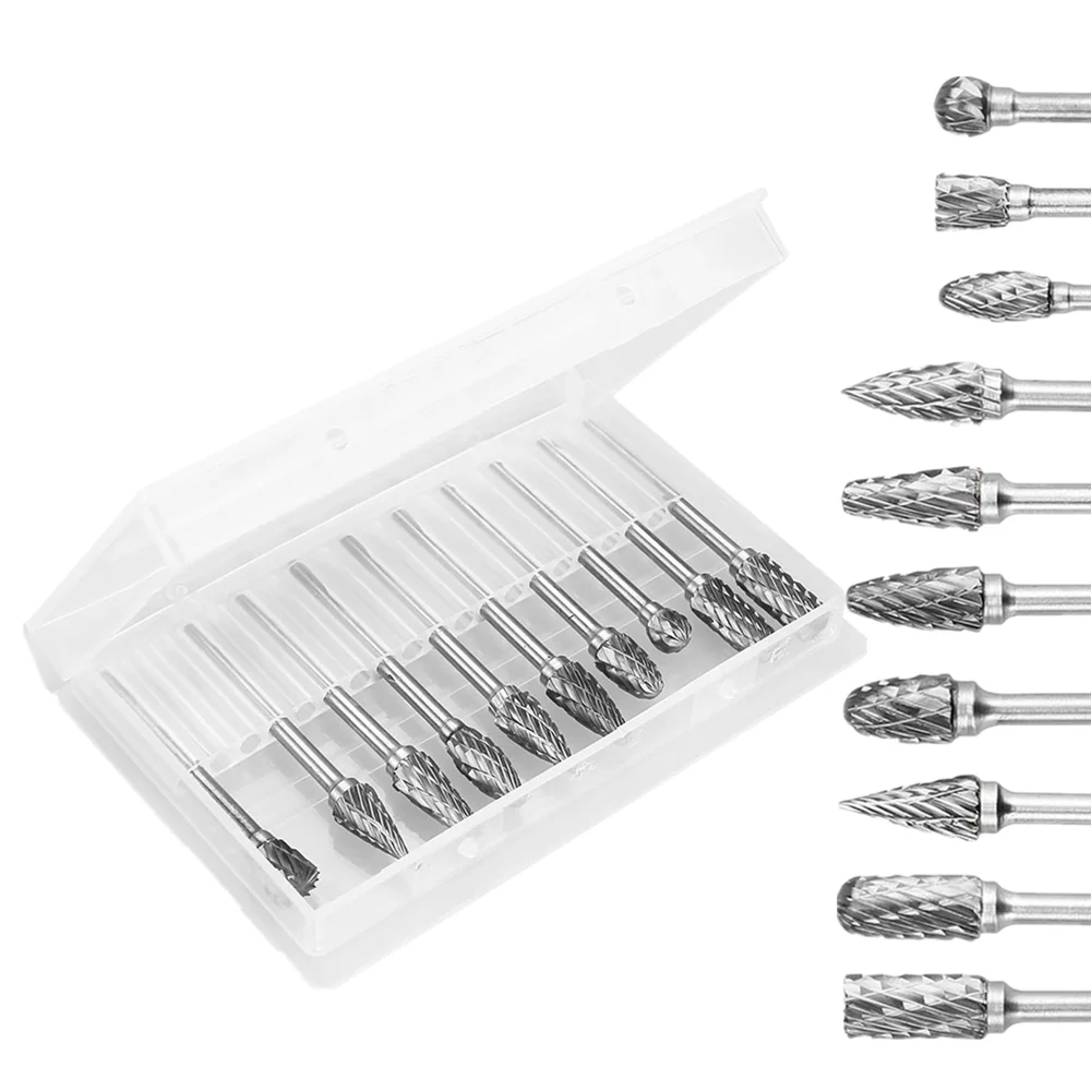 

10Pcs/Lot 6mm HSS Routing Router Drill Bits Set Tungsten Carbide Rotary Burrs Tools Wood Stone Metal Root Carving Milling Cutter