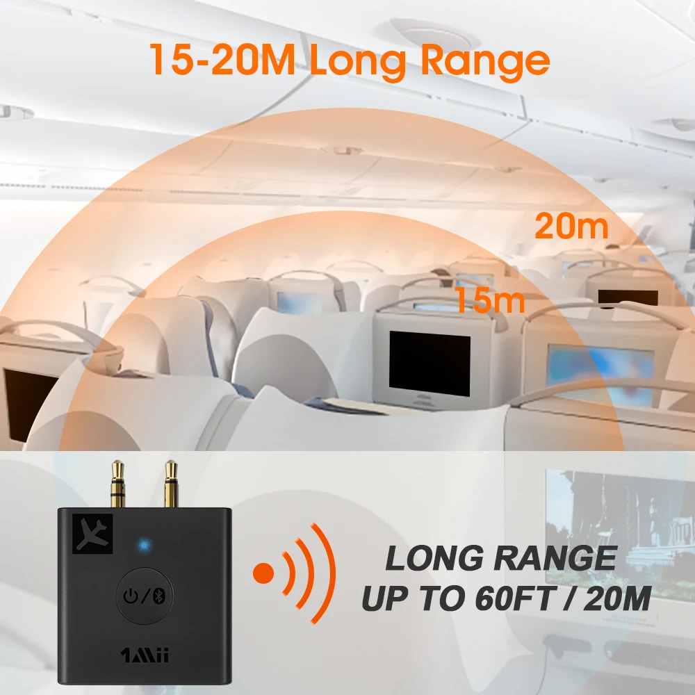 1Mii Bluetooth 5.0 Transmitter With 30H charge
