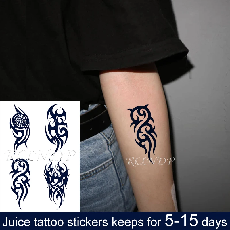 Waterproof Temporary Juice Ink Tattoo Sticker Sharp Line Pattern Totem Fruit Gel Long Lasting Tatto Art For Men Women Temporary Tattoos Aliexpress
