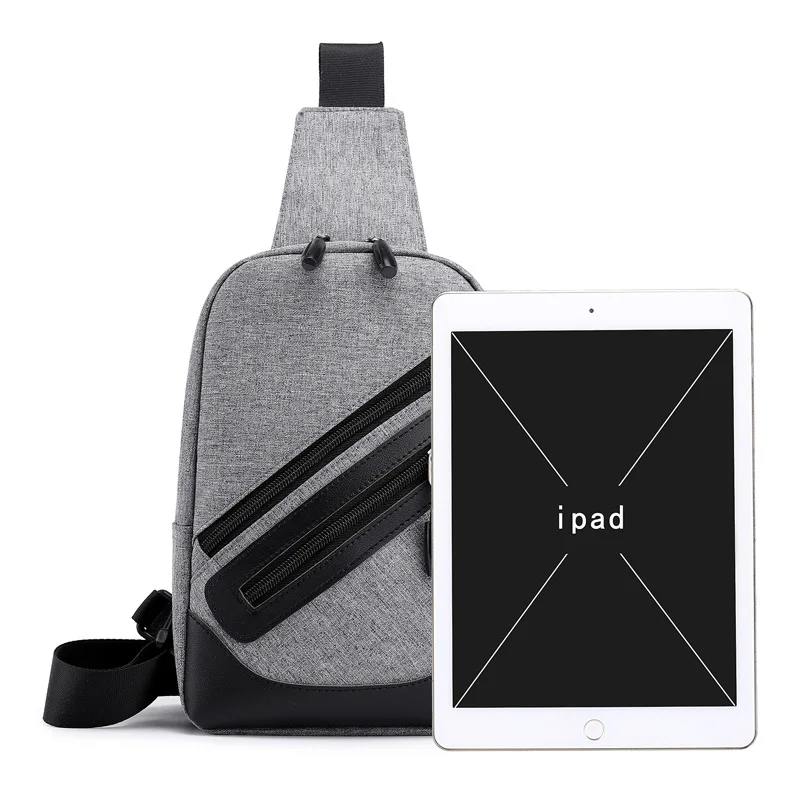 

2019 Korean-style Fashion Simple Men Single-shoulder Bag Headphone Jack Chest Pack Casual Oblique Bag