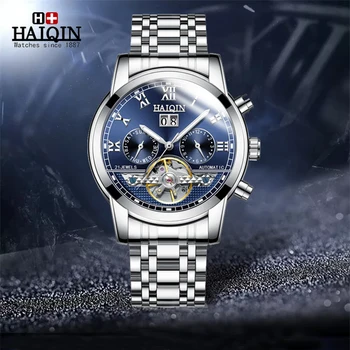 

HAIQIN Automatic Mens Watches Top Brand Luxury Men Watch Mechanical Wristwatch Men Waterproof Tourbillon Clock relogio masculino