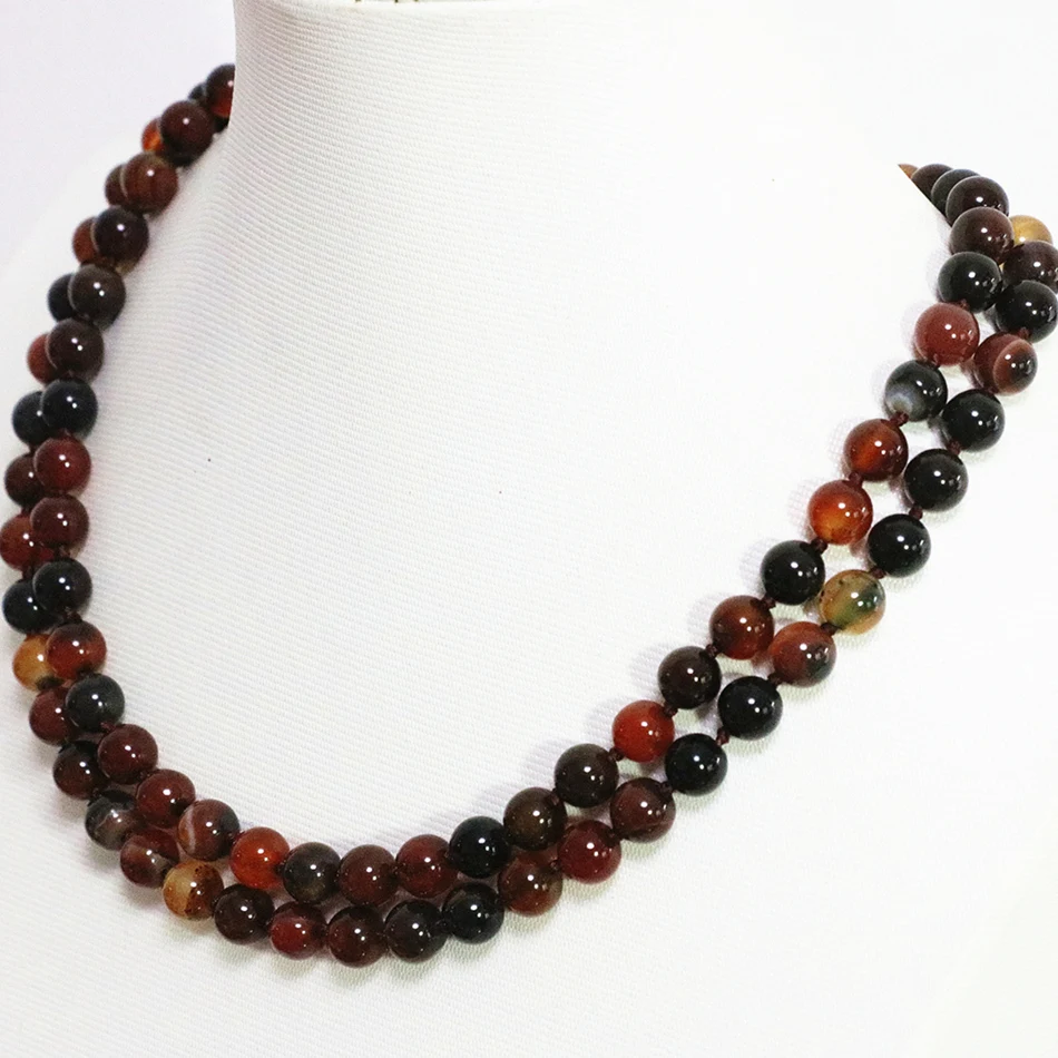 

New fashion natural dream carnelian agat round beads necklace 8mm 35inch long chain fashion clothes jewelry party gifts MY5196