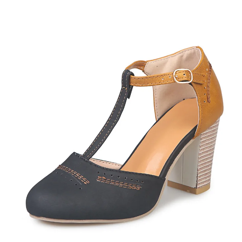 

ZHENZHOU summer fashion cross-border explosion models round head super high with a word buckle large size women's sandals