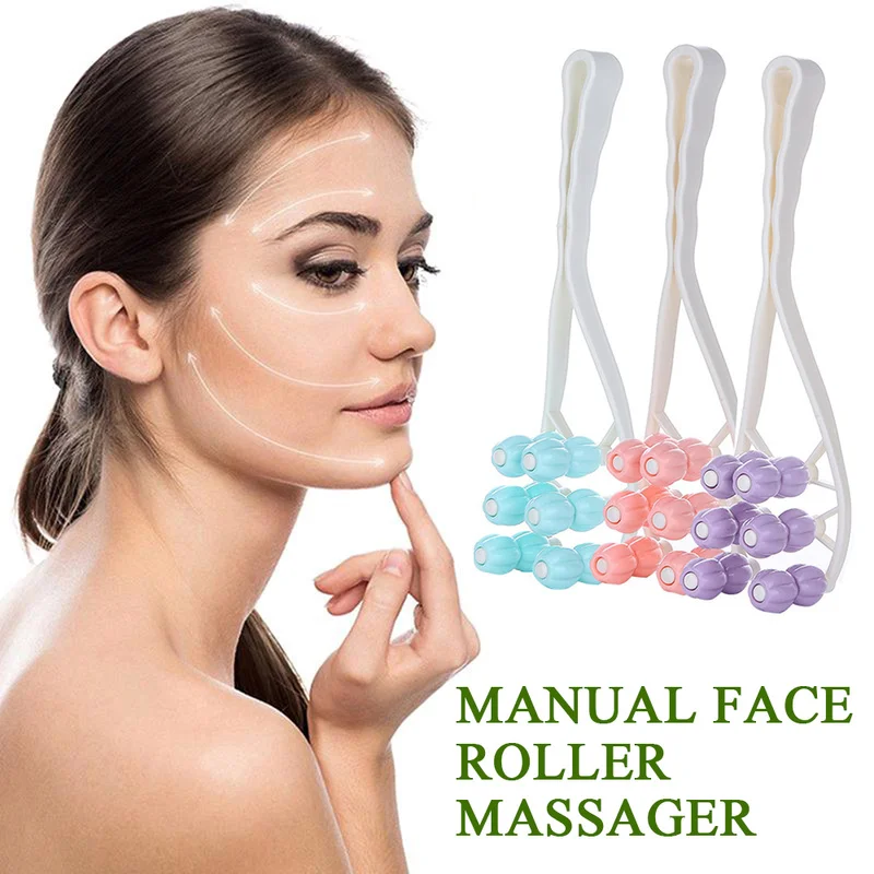 Flower Shape Anti Wrinkle Beauty Tools Create V Face Facial Massager Roller Manual Face-lift Slimming Relaxation Random Color