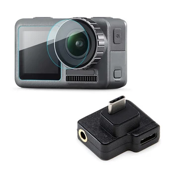 

HOT-3 Pcs for Dji Osmo Action Sport Camera Protector Film & 1 Pcs for Osmo Action Adapter o External 3.5Mm Mic Mount