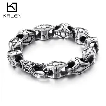 

12mm Silver Color Punk Charm Bracelet Men's Stainless Steel Biker Jewelry Gift