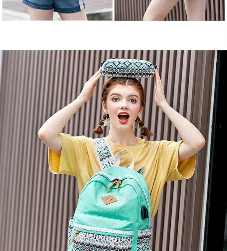Элегантный дизайн, школьная сумка для девочек, рюкзак для подростков, для девочек, с принтом, холст, водонепроницаемый, женский рюкзак для