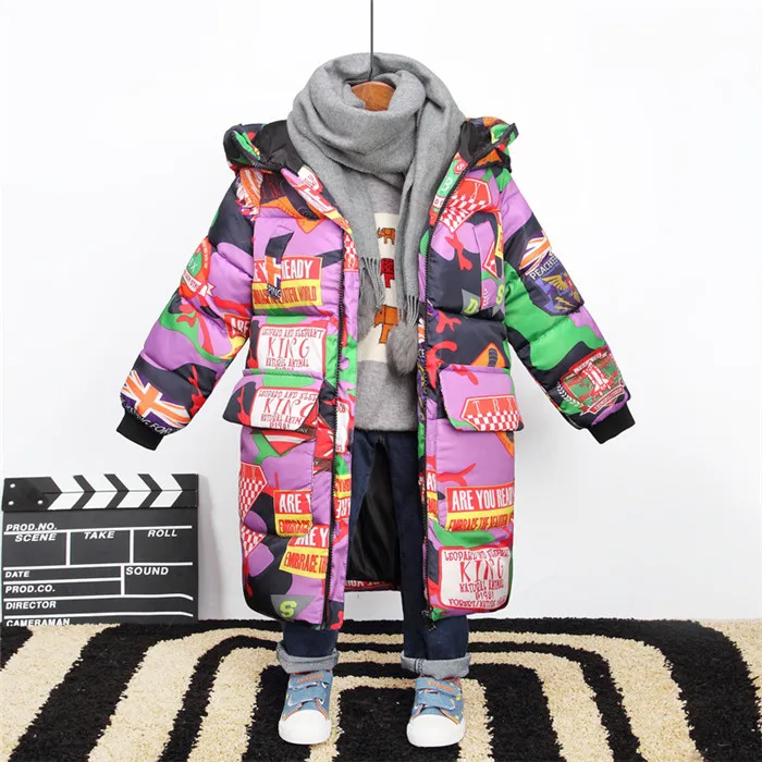 Scsech/зимнее пуховое хлопковое пальто; детские куртки с рисунком; теплая верхняя одежда для мальчиков и девочек; зимний комбинезон с капюшоном; WJ07 - Цвет: Розовый