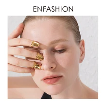 ENFASHION Punk boş tırnak yüzük paslanmaz çelik basit parmak yüzük kadın aksesuarları Minimalist moda takı hediye R194021(China)