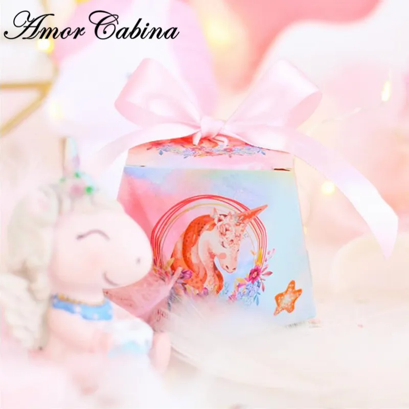 

50pcs Unicorn Powder Blue Dream Diamond Candy Box Unicorn Party Baby Shower Birthday Candy Box Birthday Party Supplies