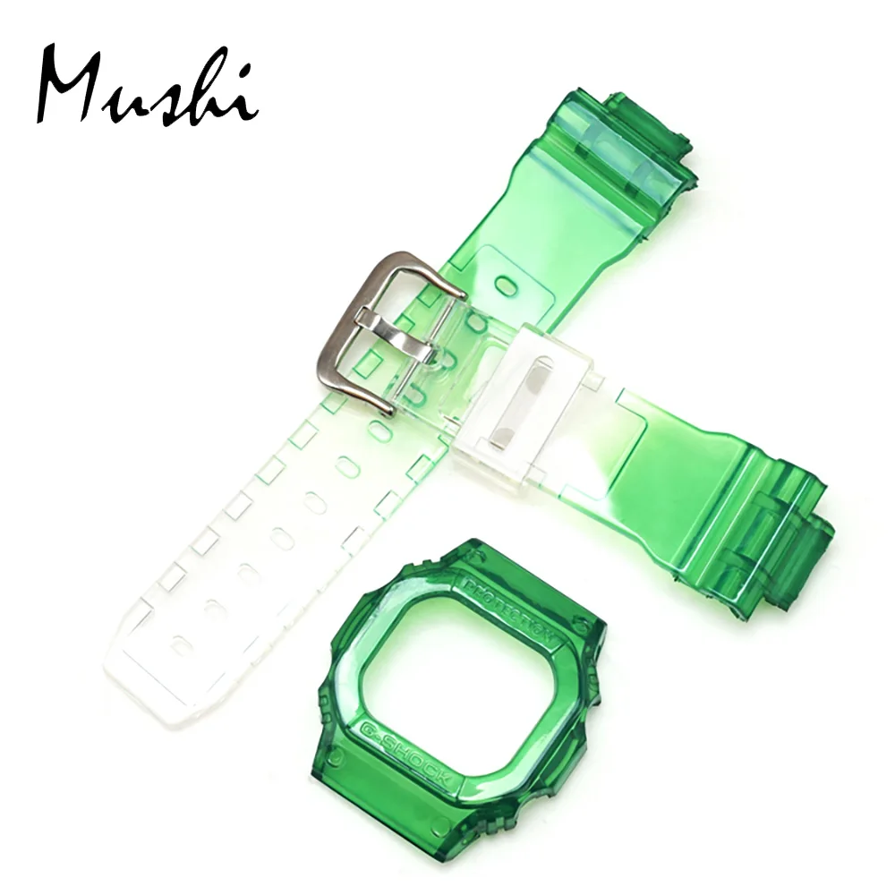 Gradient Green Часы Ms ремень для объектива с оптическими зумом Casio GW-M5610 G-5600E GW-S5600 прозрачный Для мужчин пряжкой Смотреть полоса чехол+ инструмент - Цвет ремешка: Gradient Green