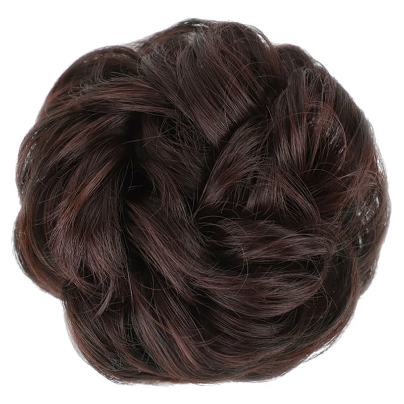 

Nayoo Hair Synthetic Messy Chignon Donut Gary Brown Color 30g Hair Bun Pad Elastic Hair Rope Rubber Band Hair Extensions