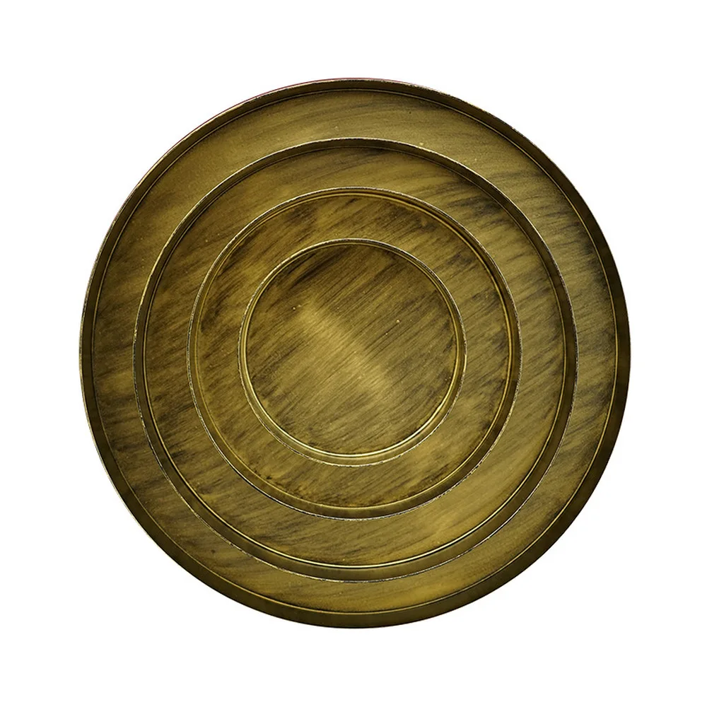 

Vintage Gold Tray Metal Iron Round Plate Classic Old Bronze Snack Dish Plate Home Decoration Photography Props