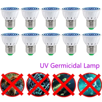 

10pcs Ultraviolet disinfection Light LED GU10 MR16 UV Germicidal Lamp E27 Ozone Sterilizer Lampara Led 220V UVC Bulb Kill Virus