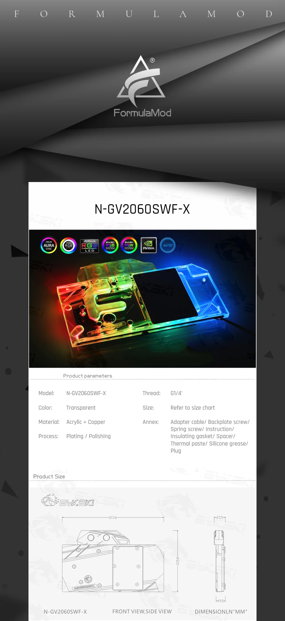 Bykski N-GV2060SWF-X блок водяного охлаждения GPU для Gigabyte RTX 2060 Super Windforce 8G